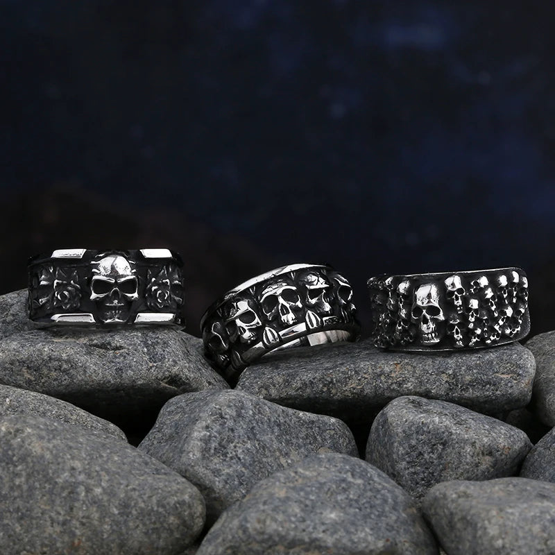 Livraison gratuite Bague homme en acier inoxydable 316L motif crâne avec zircon rouge Bijoux amulettes Cadeau pour petit ami style Punk Rock Vintage 2023 Nouveauté