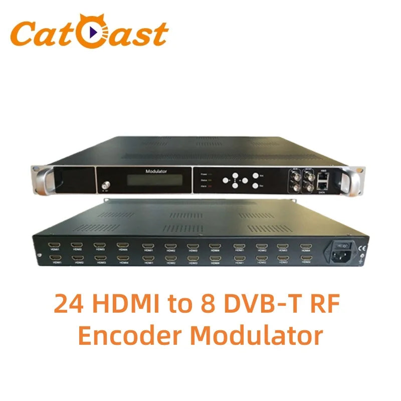 24 HD MI Input 8 Channel DVB-T/ISDBT Output Encoder Modulator 1080p Digital RF Modulation for TV Broadcast And Cable Systems
