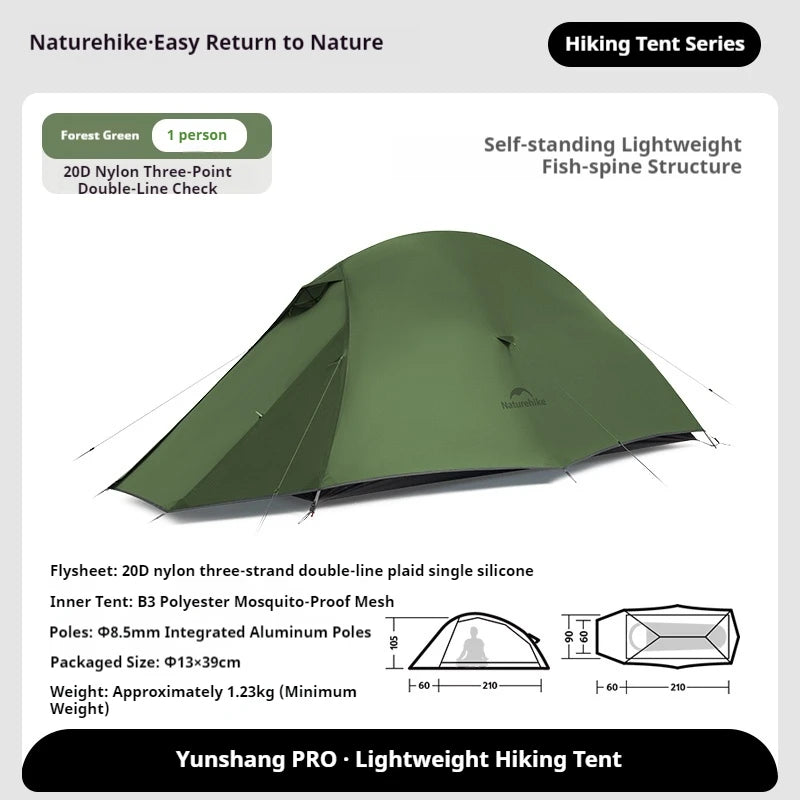 Naturehike Cloud Up Pro Tent 1/2/3 Person Lightweight 20D Nylon Waterproof Outdoor Camping Hiking Backpacking Ultralight Tent