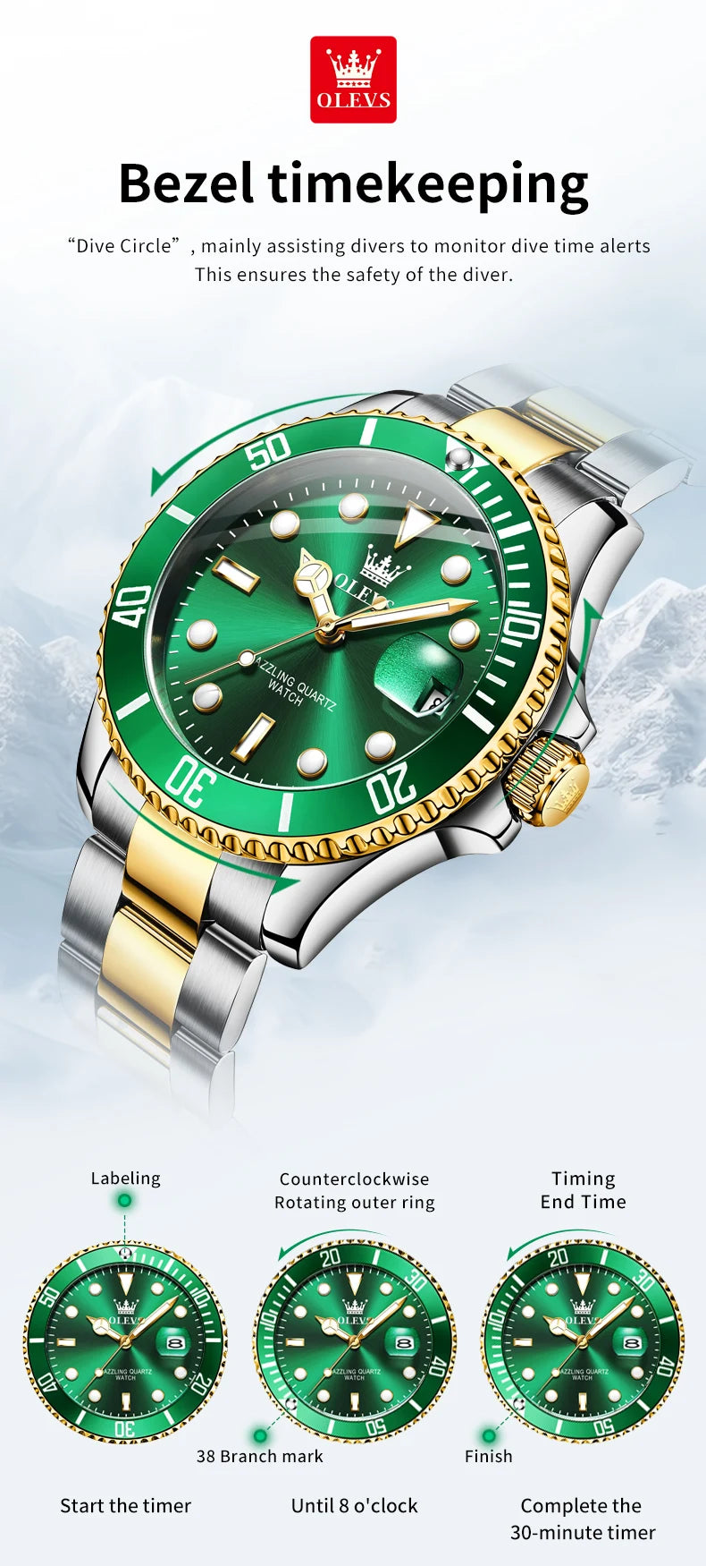 OLEVS 5885 Montre homme Marque originale Étanche Montre à quartz Bracelet en acier inoxydable Date automatique Montres cadeaux pour homme