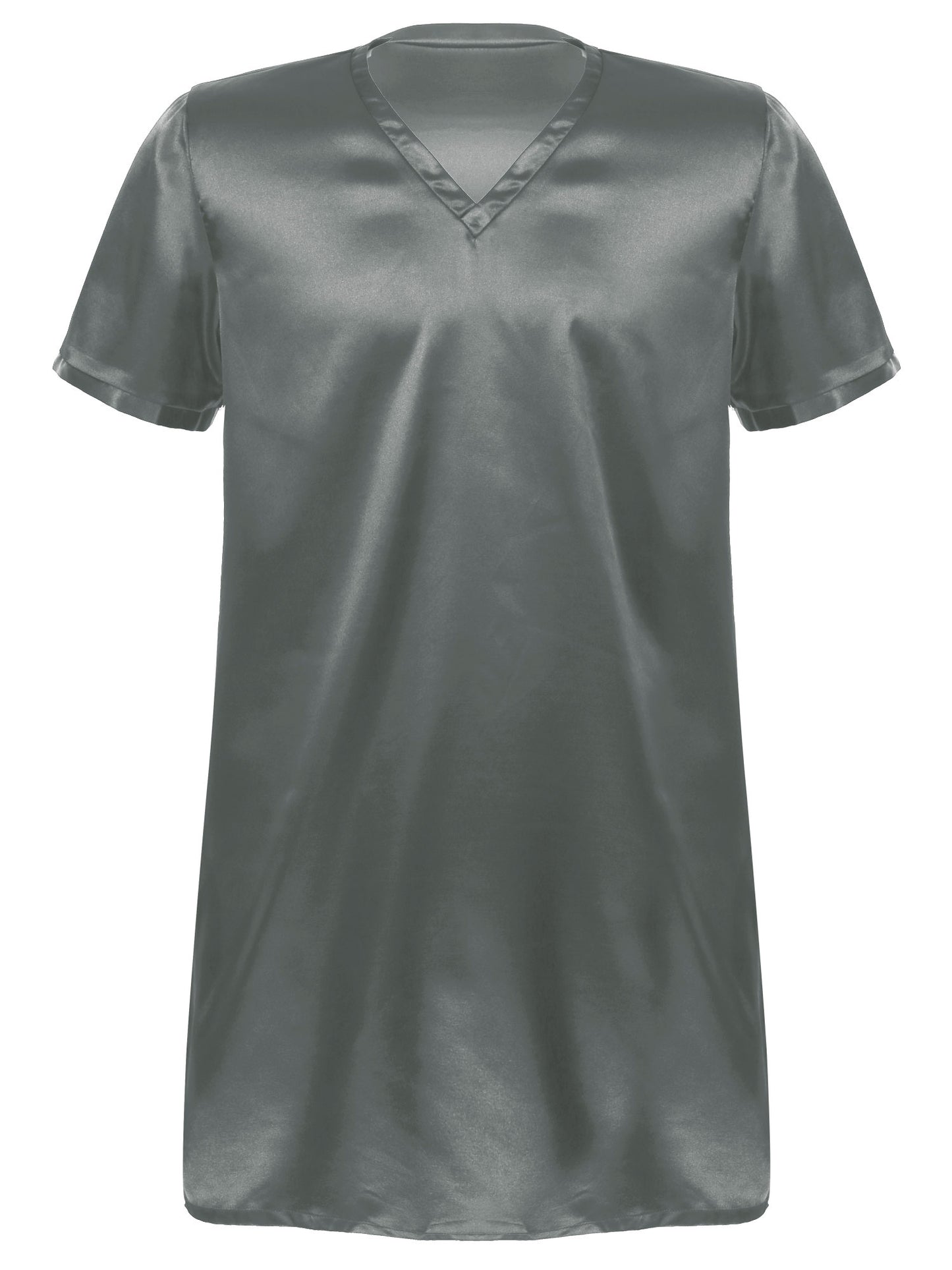 Damen Herren Seidensatin Pyjamas Schlafanzug Kurzarm Nachthemd Kimono Bademantel Schlafrock Morgenmantel Sommer Nachthemd Homewear