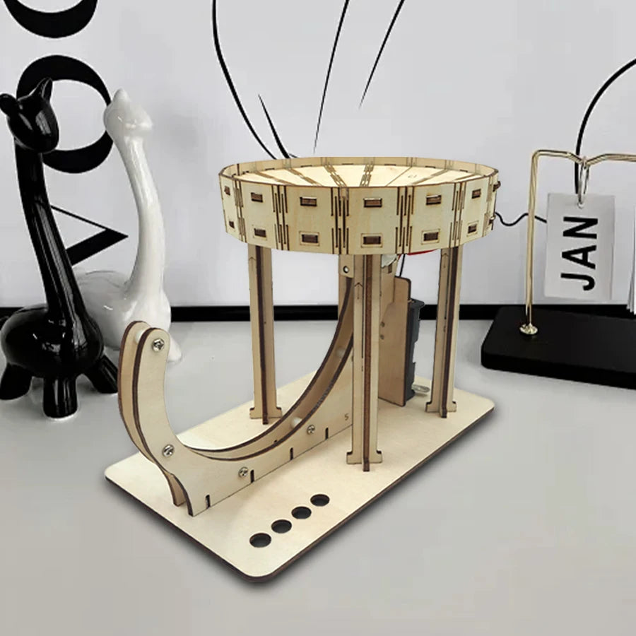 OUZEY Mechanical Marble Run Wooden Model, DIY Ball Track Roller Coaster Kit, STEM Creative Challenge Gift for Kids