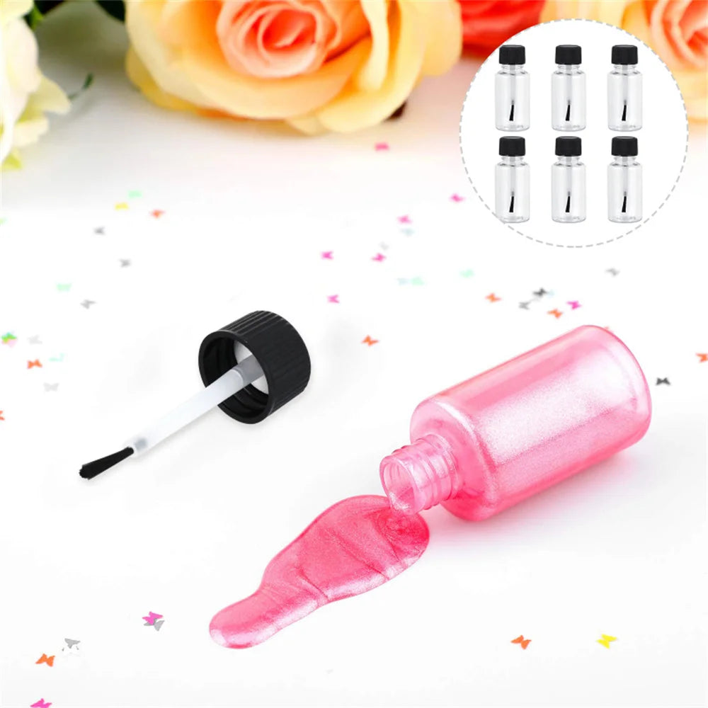 Empty Nail Polish Bottles With Brush Cap Refillable Plastic Jars Leakproof Storage Liquid Paints Pots DIY Crafts Containers