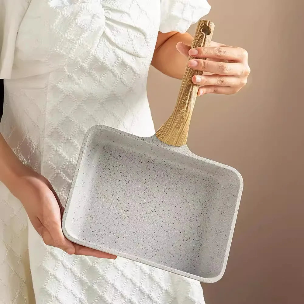 Square Flat Bottomed Pan Household Frying Pan - Non-Stick Kitchenware for Cooking