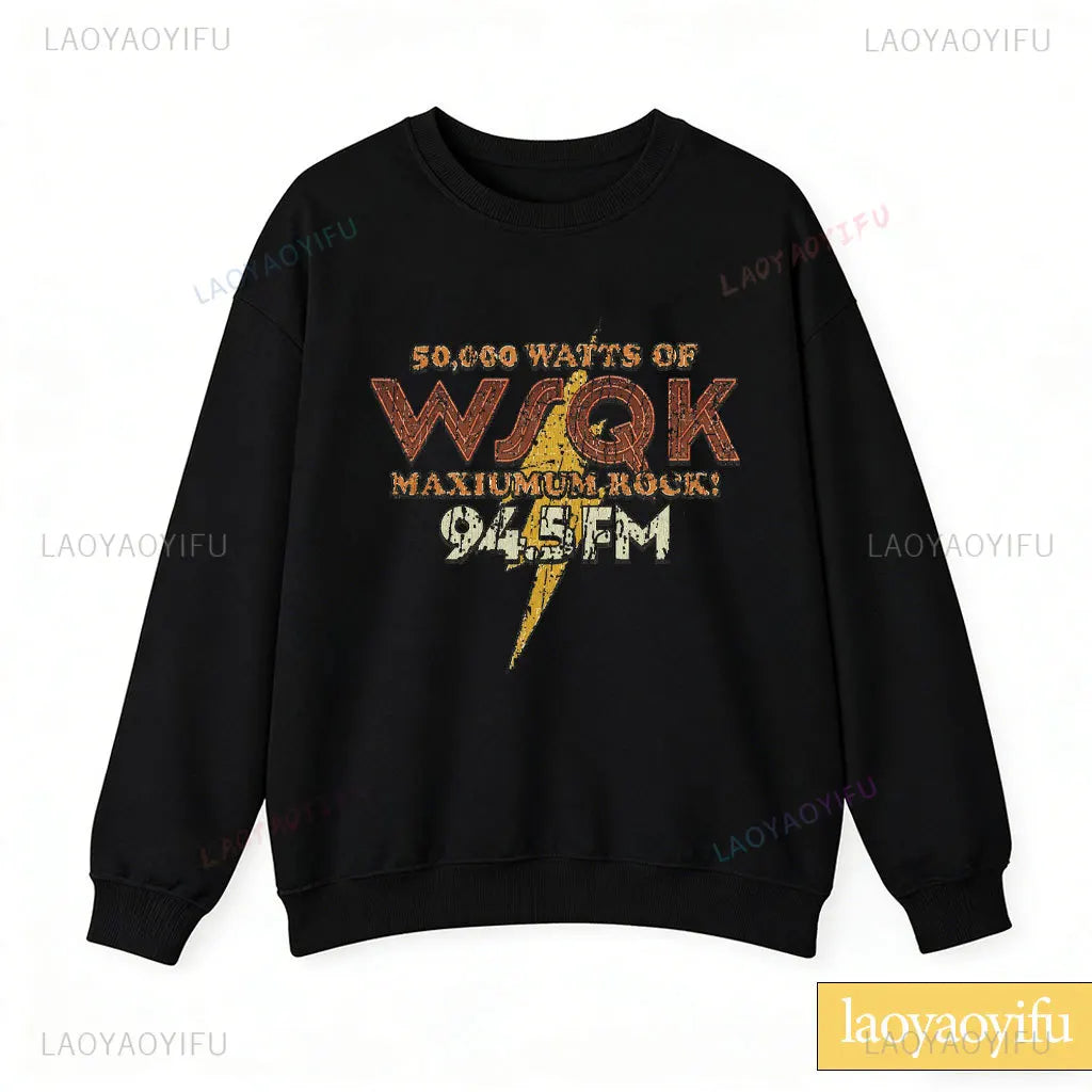 WSQK The Squawk 94.5 FM Radio Sweatshirt Wsqk Unisex Sweatshirts Vintage Sci-Fi Crewneck 80er Nostalgie Sweater Retro Shirt Geschenk