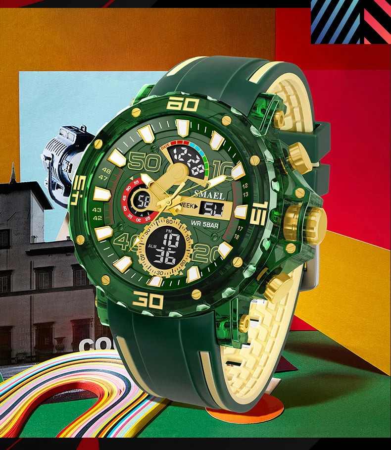 Montres Militaires Hommes Montre 2025 Nouvelle 50M Étanche Chronomètre Alarme Lumière LED Montres Digitales 8136 Montre Sport Homme