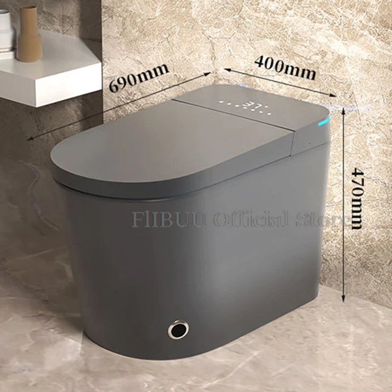 Elongated One Piece Smart Bidet Toilet Built-in Water Tank Unrestricted By Water Pressure Display Screen Warm Water Foot Sensor