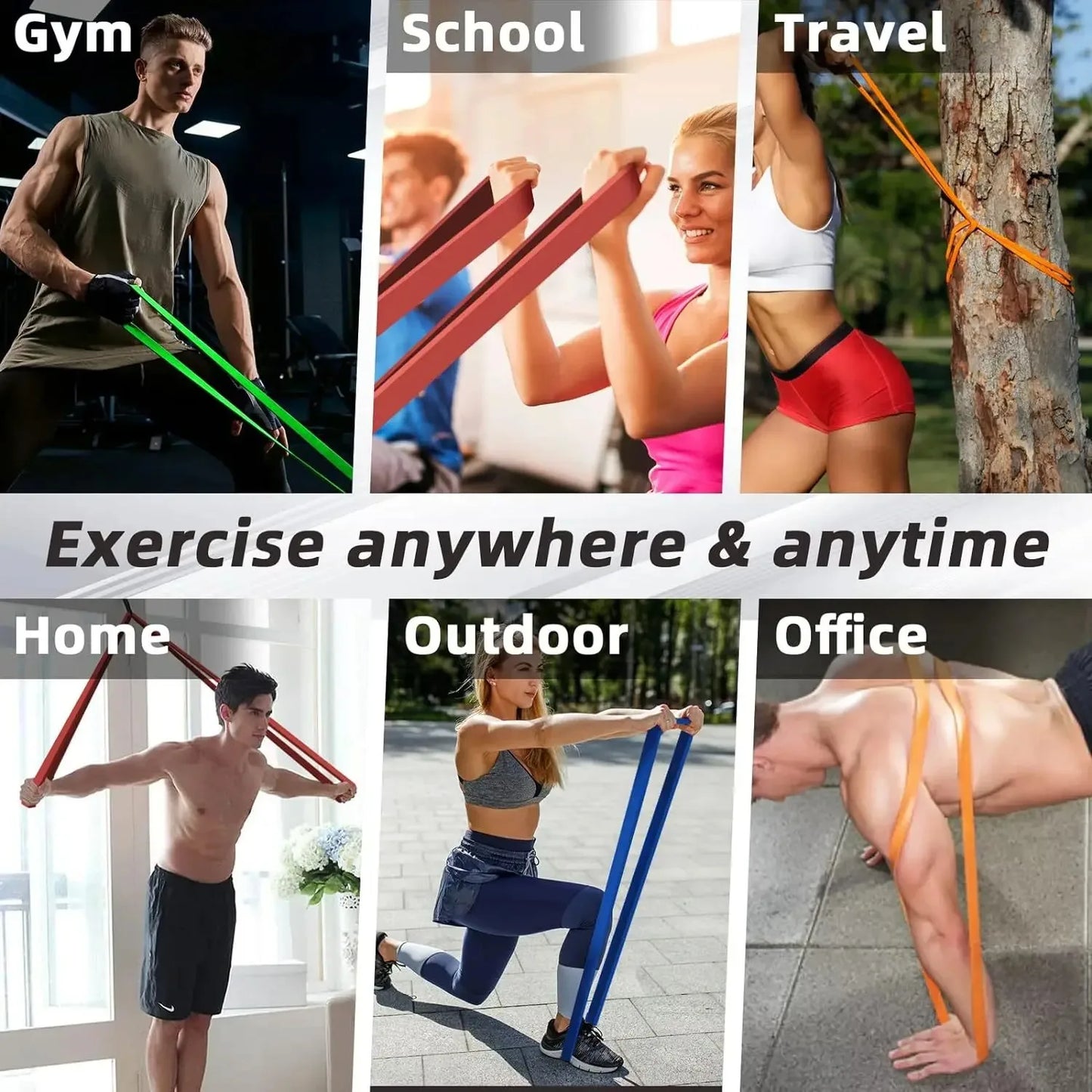 Unisex Fitnessband Klimmzug-Gummibänder Widerstandsschlaufen Energie-Set Heim-Fitnessstudio-Workout Expander Stärkung Training