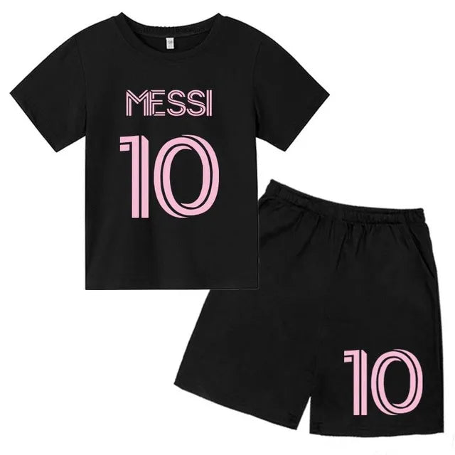 Maillot de football numéro 10 pour Garçons Filles de 3 à 12 ans, Ensemble décontracté T-shirt Manches Courtes + Short, Marque Tendance, Vêtements d'Été de Sport