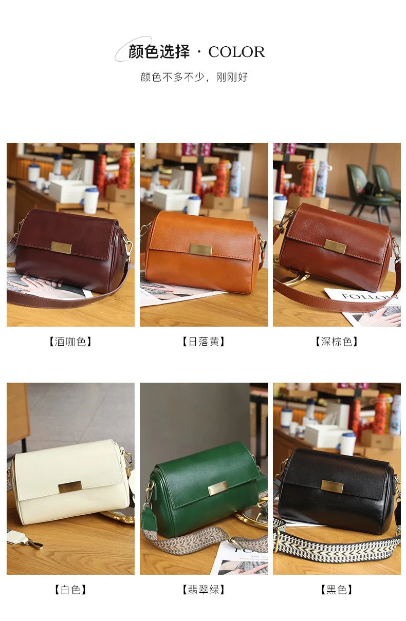 Vielseitige Damen-Umhängetasche aus Rindsleder, Damen-Crossbody-Tasche, Neu 2025, pflanzlich gegerbtes Oberleder, lässige Messenger-Handtasche