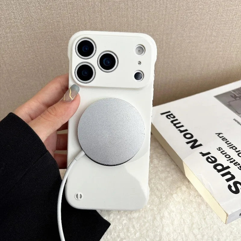 Ultra Thin Hard PC Magnetic Frameless Phone Case For Magsafe For iPhone 17 Air 16 15 14 13 Pro Max Plus Matte Color Solid Cover