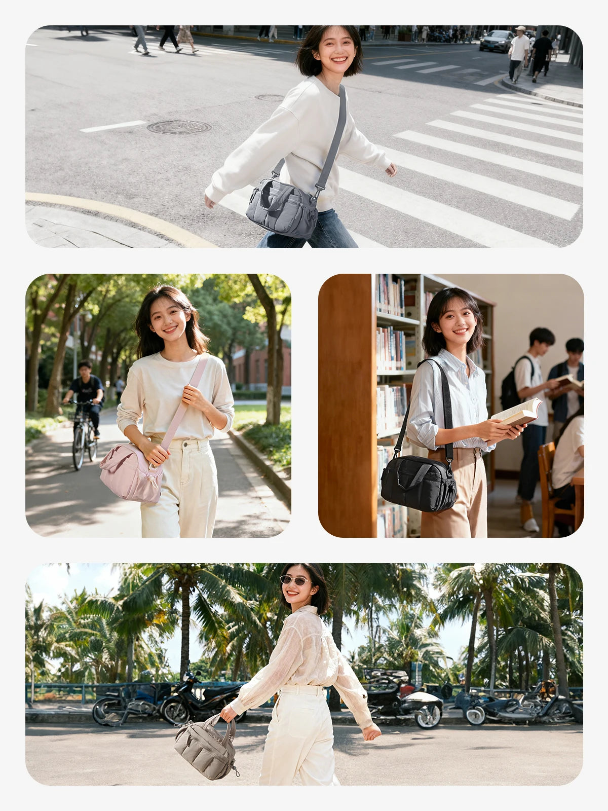 Sac à bandoulière BAGSMART pour femmes, grande capacité, sac bandoulière, pochette quotidienne décontractée pour étudiantes et navetteuses, sac à main polyvalent pour les loisirs