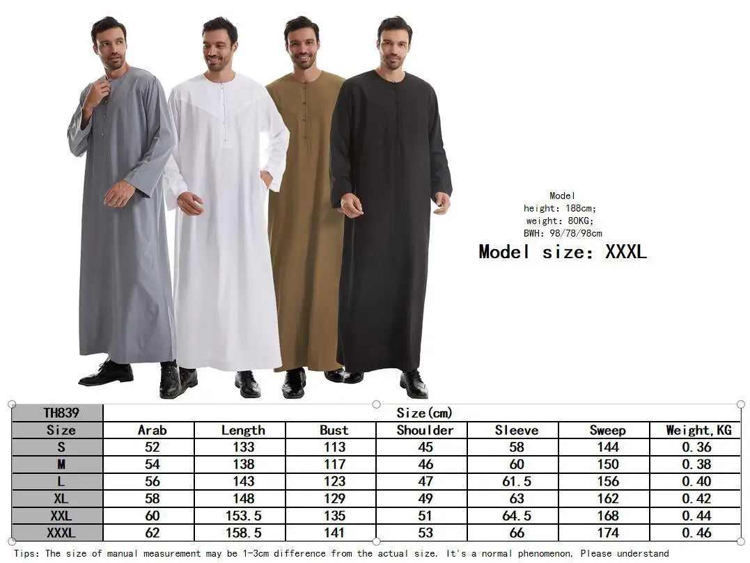 New 2024 Eid Muslim Islamic Middle East Abaya Dubai Malaysia Loose Gown Button Shirt Men Clothing Jalabiya Abayas Ramadan Caftan
