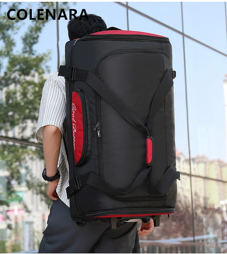 Valise à roulettes COLENARA en tissu Oxford Sac trolley 34 pouces Essentiels de voyage en famille Sac de rangement multifonctionnel Valise pour homme