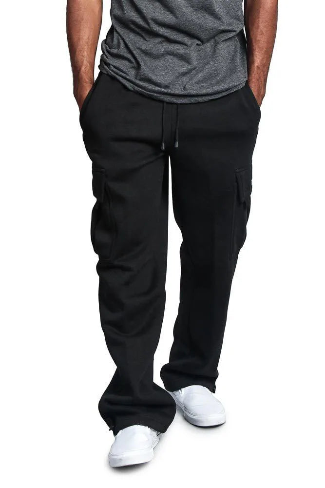Frühling und Herbst Neue Herren Sport-Freizeit-Hose Multi-Pocket Lose Unifarbene Cargo-Arbeitshose Streetwear Herrenhose