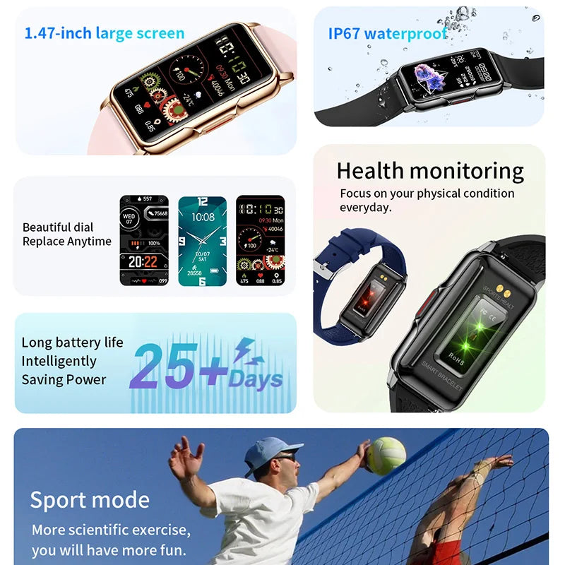 Für Android IOS Smart Armband Frauen Smartwatch Männer Herzfrequenz Blutsauerstoff Wasserdicht Sport Smart Band Uhr Für Damen +Geschenk