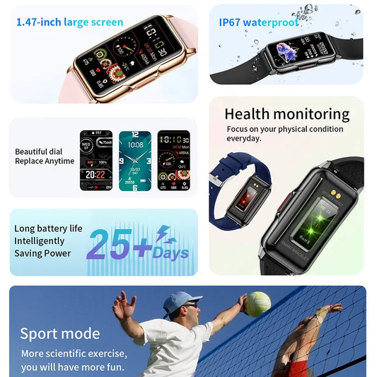 Für Android IOS Smart Armband Frauen Smartwatch Männer Herzfrequenz Blutsauerstoff Wasserdicht Sport Smart Band Uhr Für Damen +Geschenk