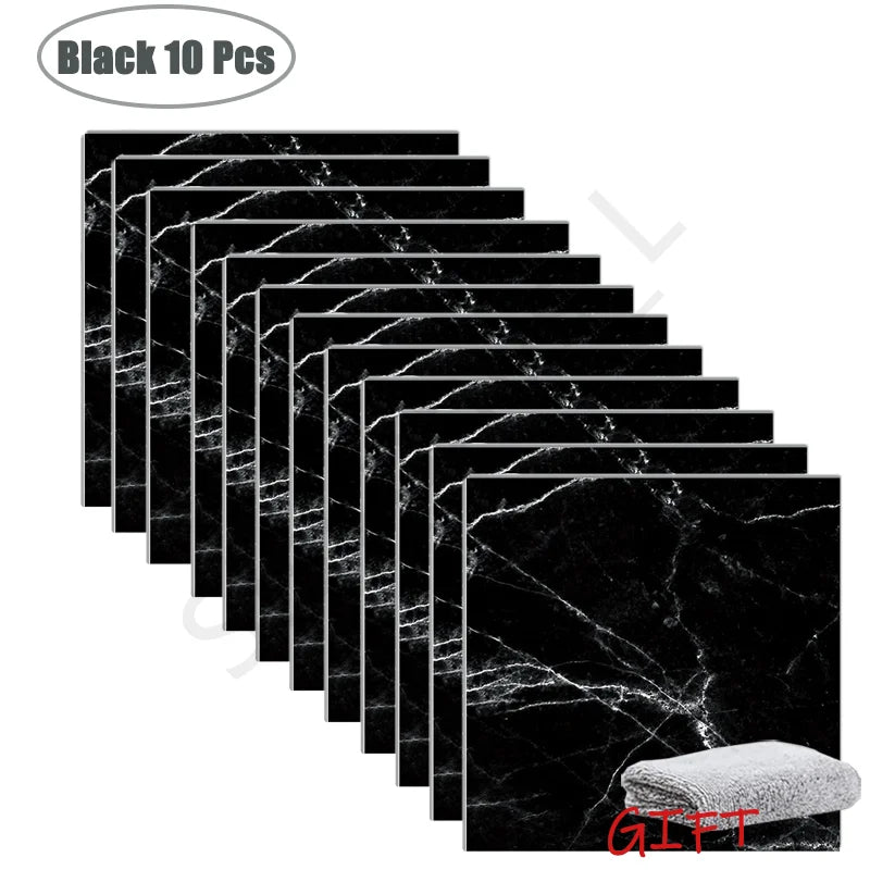 Simulated Thick Marble Tile Wall Sticker PVC Waterproof Self-adhesive Living Room Toilet Kitchen Home Floor Sticker