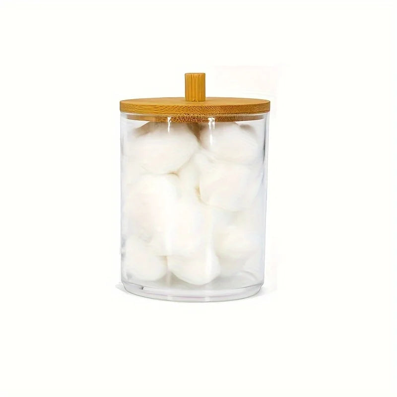 Clear Acrylic Makeup Organizer Cotton Pad Swab Holder Makeup Pads Jar Cosmetic Storage Box  Makeup Storage Home Organization