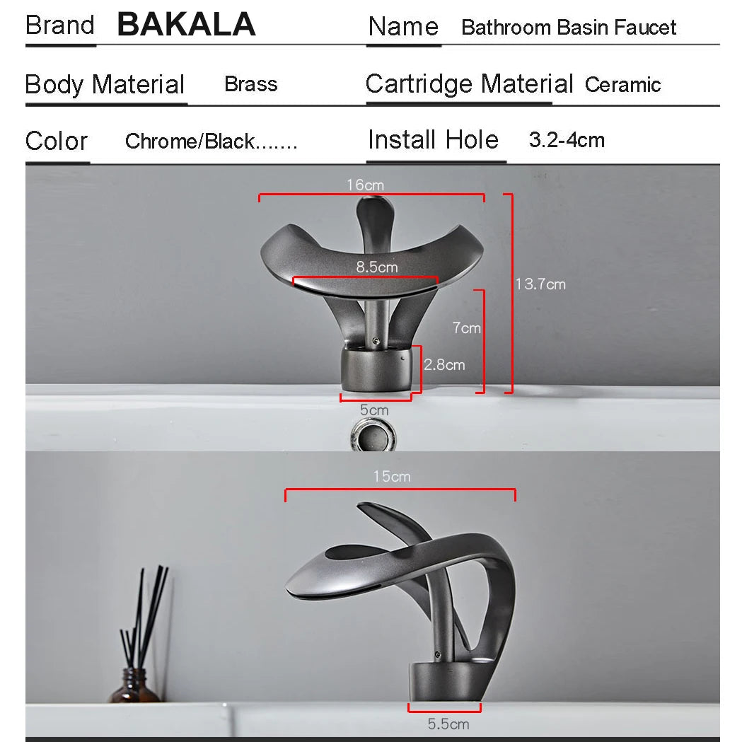 Robinet de lavabo doré/blanc, robinet de salle de bain noir, mitigeur de lavabo créatif en laiton gris, robinet de lavabo cascade chaud et froid