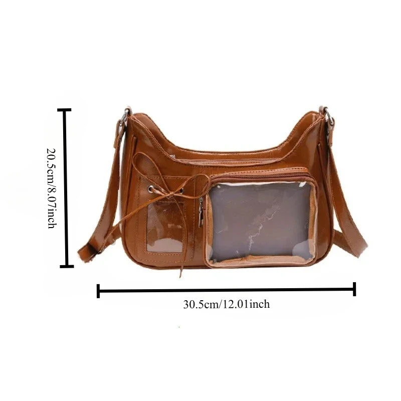 Sac bandoulière d'école pour femme, créateur japonais, sac à main, bourse Y2k Harajuku, sac à bandoulière pour femme, sac transparent coréen