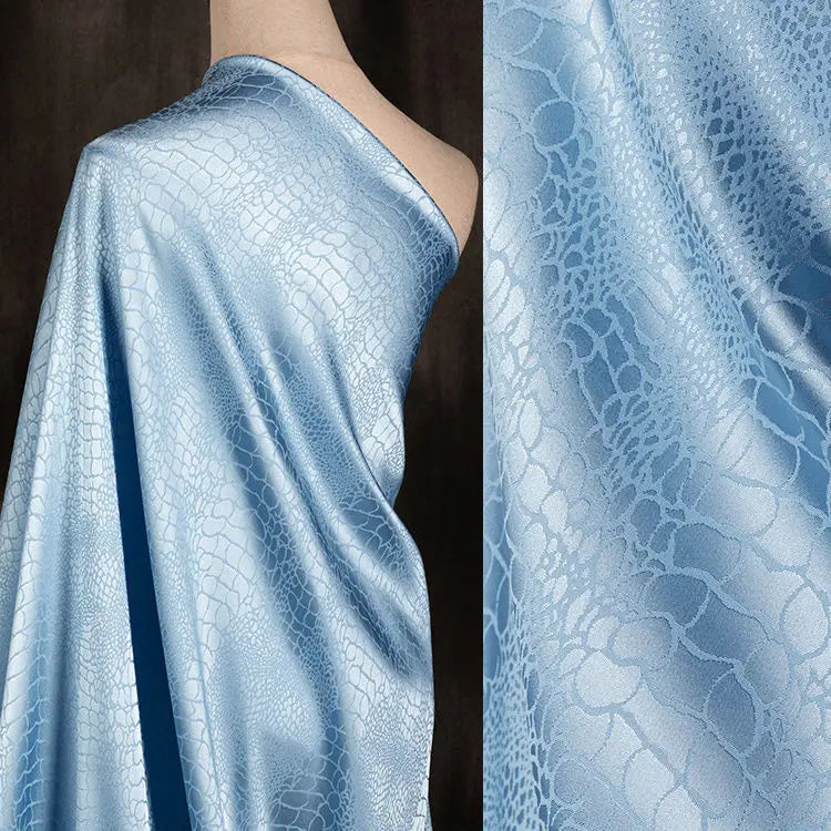 Tissu Micro Stretch Jacquard Noir au Mètre pour Robes Vêtements Couture Motif Uni Imprimé Crocodile Tissu Lisse pour Travaux d'Aiguille