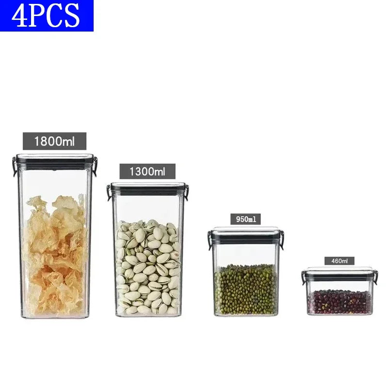 Bocaux scellés de 460 à 1800 ml, organisateur de cuisine pour le stockage des céréales, grand réservoir en plastique, boîte de rangement étanche à l'humidité, bocaux à condiments ménagers
