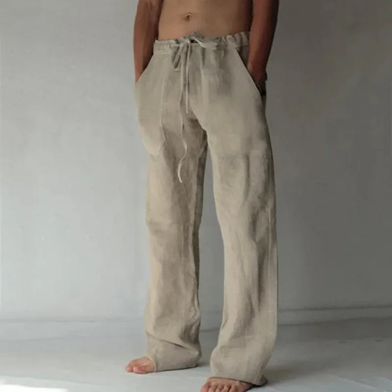 ropa hombre baggy pants Pantalon décontracté en coton et lin pour hommes, respirant, ample, Streetwear, Jogging, Automne, Été