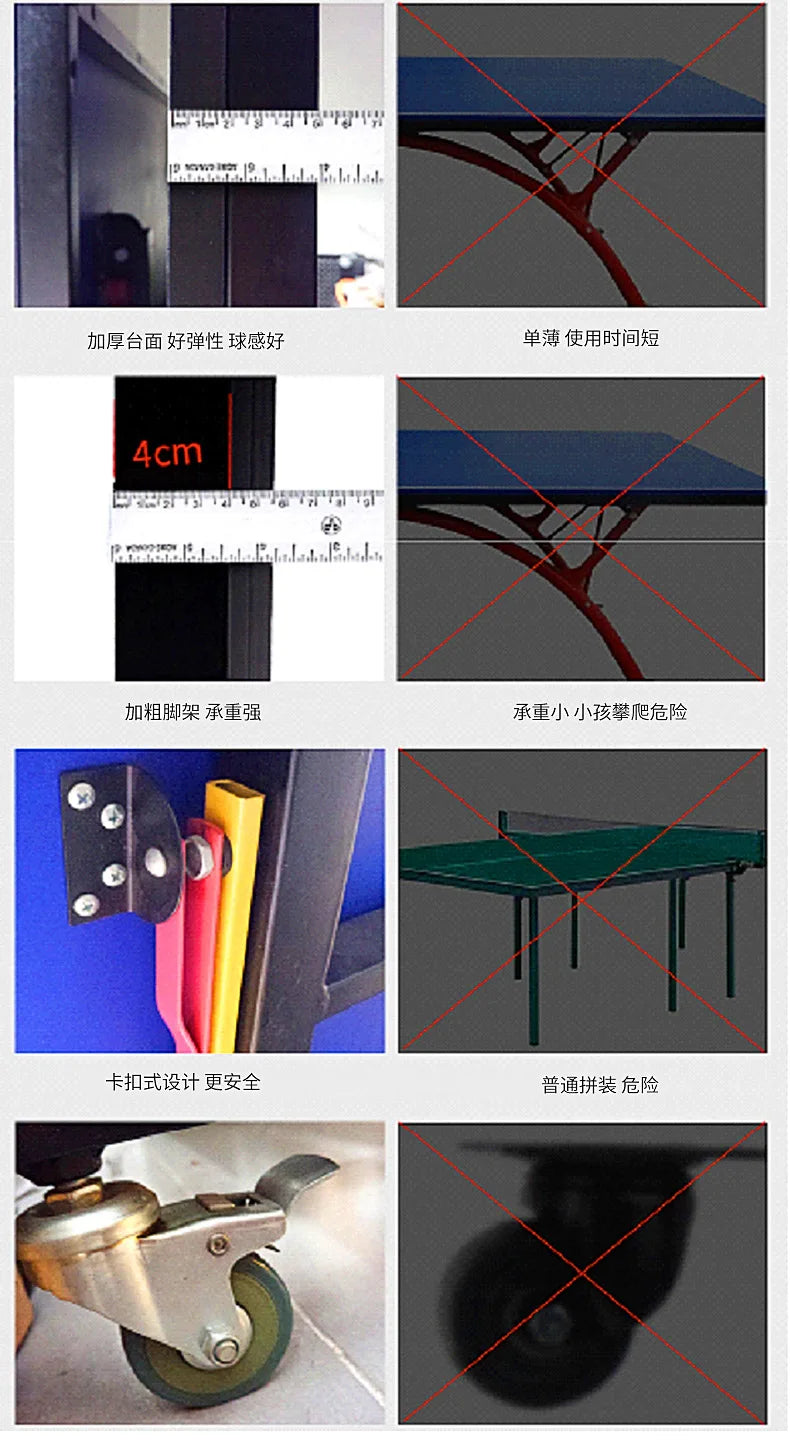 12mm  Anti-Corrosion Table Tennis Table Indoor  Foldable Indoor Ping Pong Table