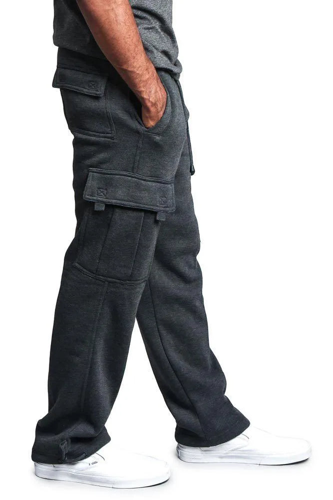 Frühling und Herbst Neue Herren Sport-Freizeit-Hose Multi-Pocket Lose Unifarbene Cargo-Arbeitshose Streetwear Herrenhose