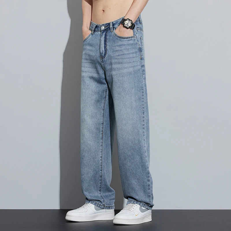 2025 Frühjahr/Sommer Neue Herren Lyocell Loose Jeans Sommer Dünn Atmungsaktiv Straight Leggings Retro Business Casual Mode Koreanisch M
