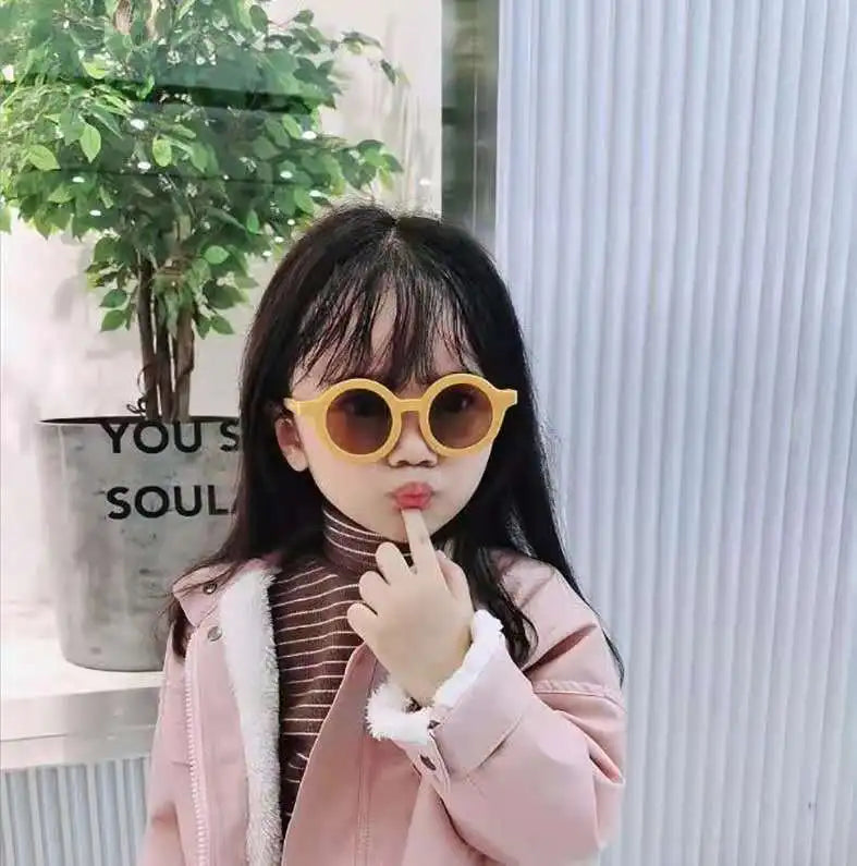 Accessoires pour bébé Nouvelle Lunettes de soleil Rétro pour bébé Couleur unie Anti-ultraviolets Lunettes rondes pour enfants UV400