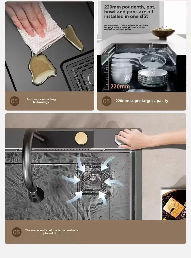 Stainless Steel Thickened SUS304 Sink,Household Kitchen Sink, Dishwashing Nano Process Countertop Sink Sink Kitchen