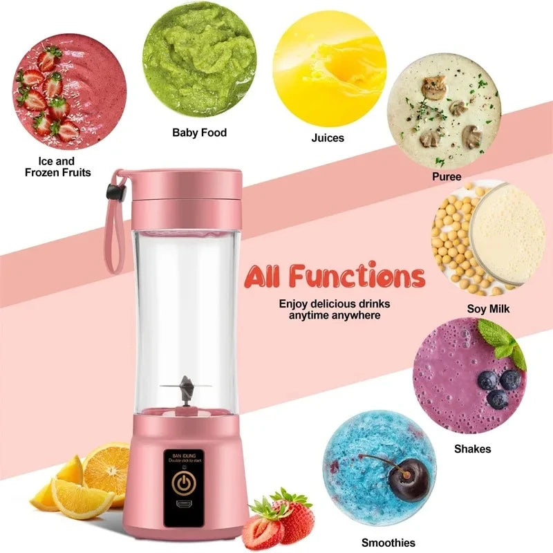 Mini-mixeur de jus domestique 380 ml, presse-agrumes électrique USB rechargeable, mixeur à smoothies portable pour pique-nique en extérieur