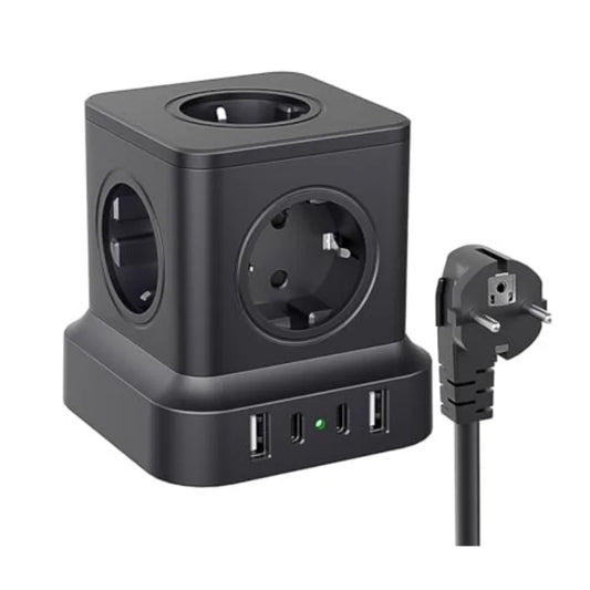 4000W EU-Mehrfachsteckdosenleiste Turm mit 5 AC-Steckdosen USB C Schnellladegerät PD20W, Steckdosenleiste 1,8 m Verlängerungskabel