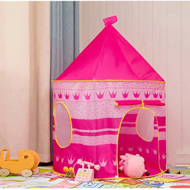 Tentes de château pliantes portables pour bébés et tout-petits, roses et bleues, jouets de camping, maison de jeux, décoration de chambre intérieure/extérieure, cadeau d'anniversaire et de Noël