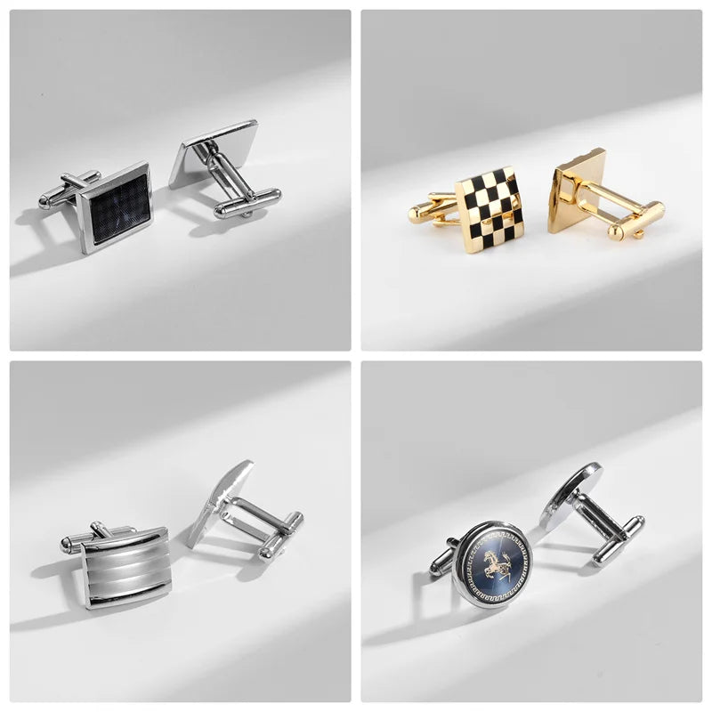 1 Paire Boutons De Manchette Carrés En Cuivre Et Pinces À Cravate Pour Hommes, Cadeaux De Mariage De Luxe, Bijoux De Mode, Poignets Pour Hommes