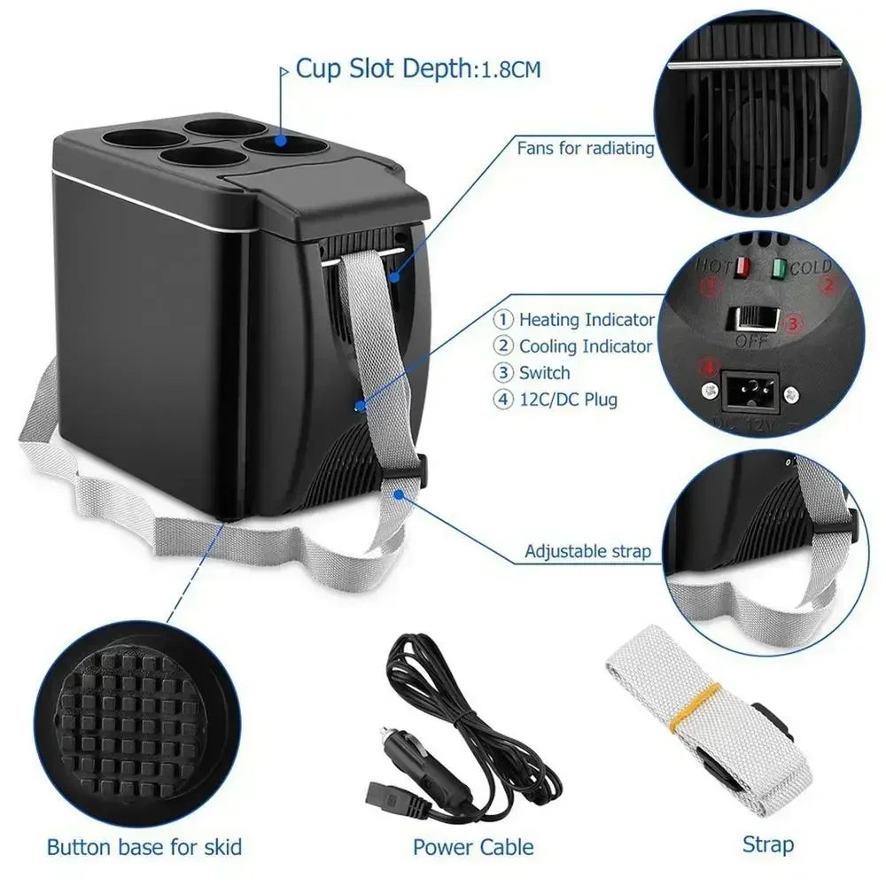 Nouveau mini-frigo portable et compact 6L, glacière électrique 12V pour voiture, camping, voyage, été, extérieur