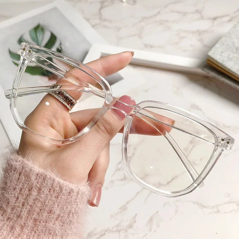 Lunettes de myopie élégantes à monture transparente pour femmes et hommes, anti-lumière bleue, carrées, avec dioptrie négative, monture optique