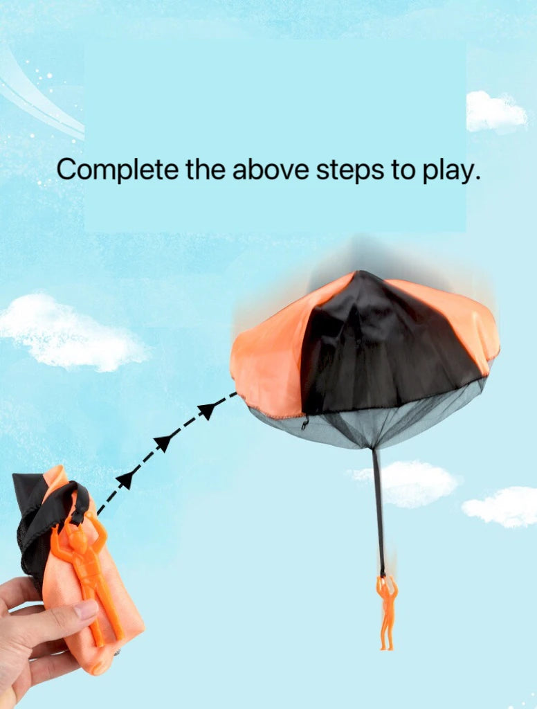 Parachute à Lancer à la Main 4 Pièces, Mini Parachute pour Enfants, Jouet de Plage Extérieur, Jouets Éducatifs de Divertissement Parent-Enfant