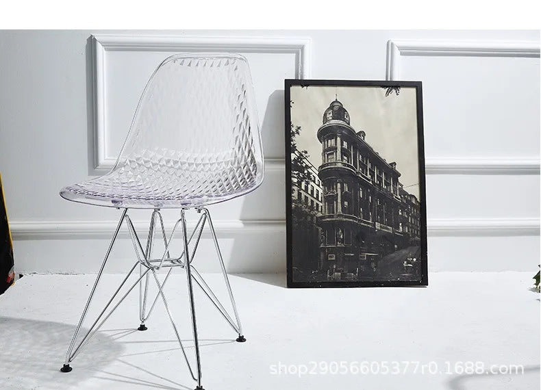 Nordic Transparent Eames Plastic Dining Bar Chair for Cafe Negotiation Simple Wholesale Seating