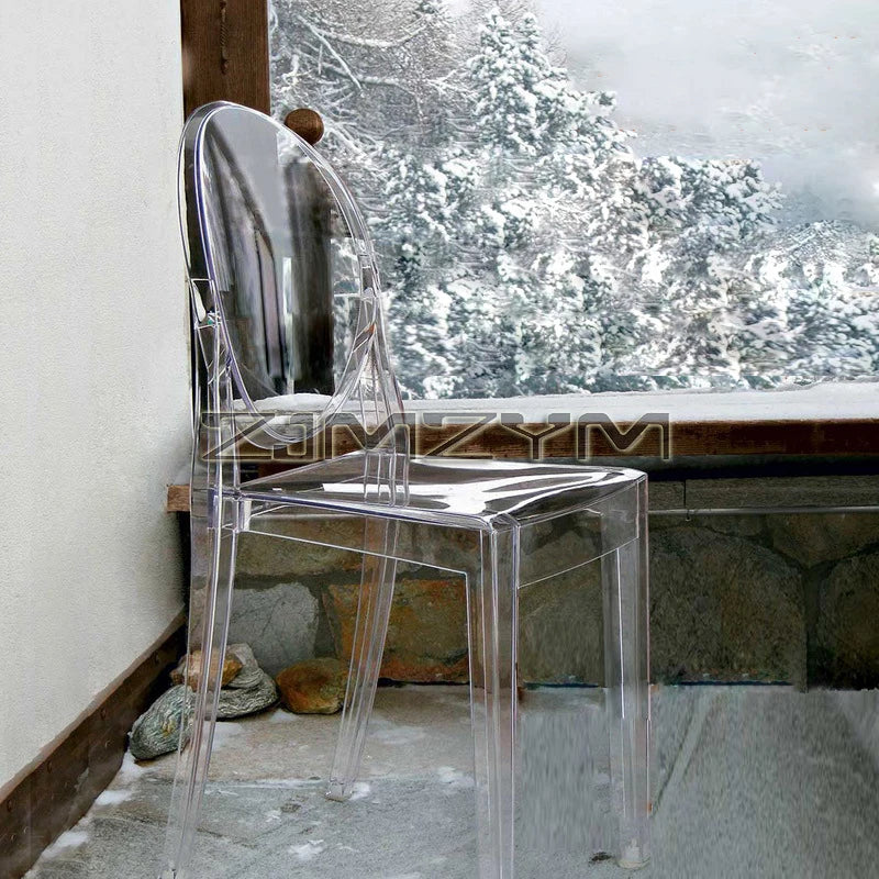 Freizeitstuhl Transparenter Esszimmer-Acrylstuhl Mehrfarbiger Kunststoff Kosmetikmöbel Rückenlehnstuhl