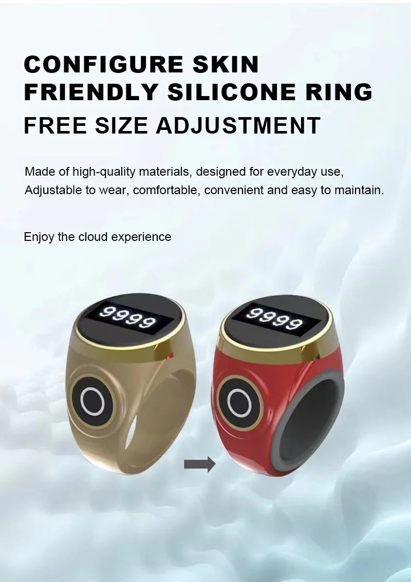 Smart Tasbih Tally Digital Counter for Muslims Tasbeeh Zikr Ring 5 Prayer Time Vibration Reminder Waterproof