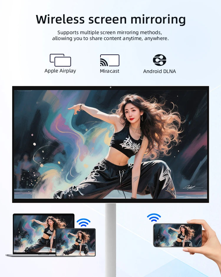 24 27 32 Inch LED White Wireless Smart Portable TV with Android Rechargeable Battery Movable Design