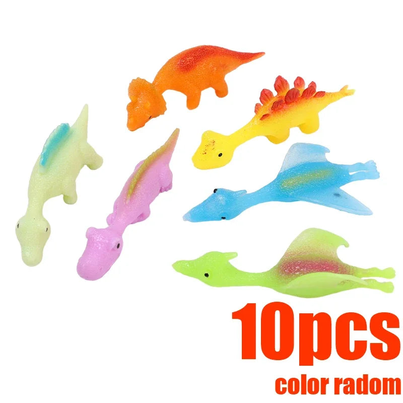 Lot de 10 Lance-Dinosaures Créatifs à Catapulte, Jouets Muraux Adhésifs pour Adultes et Enfants, Jouet Anti-Stress Lance-Dinosaures