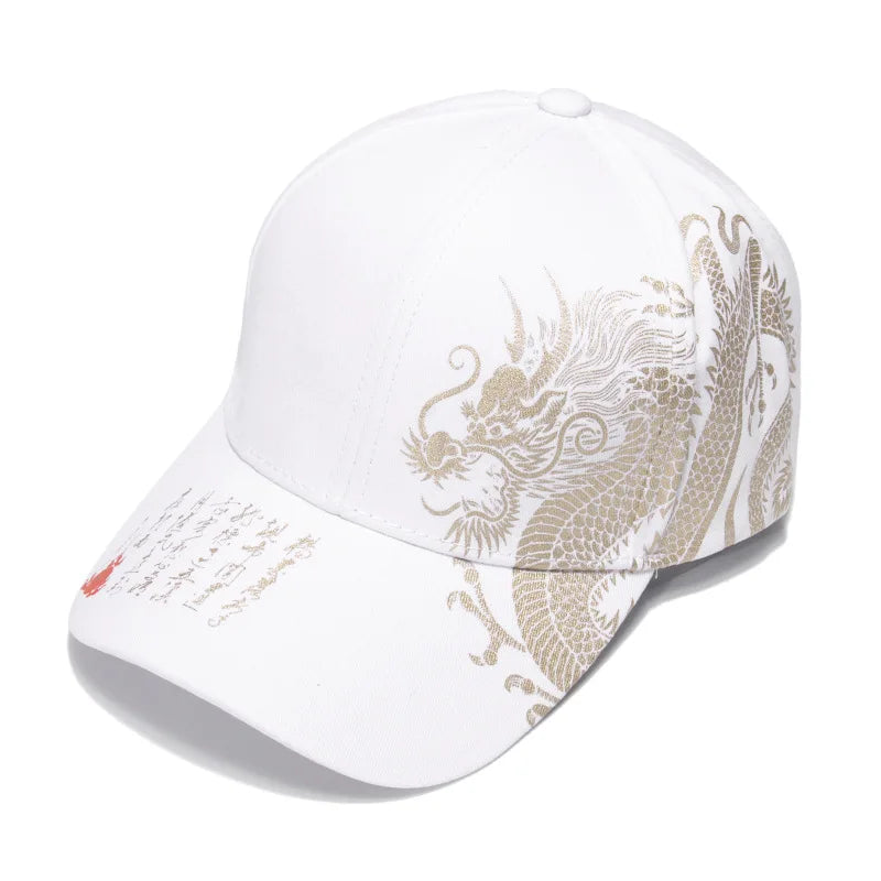 Casquettes de baseball Dragon Chinois imprimées pour hommes, Chapeau snapback en coton pour femmes avec motif de totem, Casquette de camionneur de protection solaire pour l'extérieur