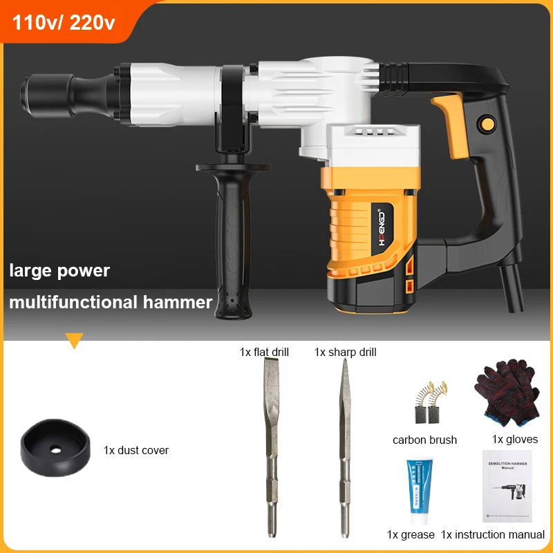 Marteau perforateur électrique 2400W multifonction – Marteau-piqueur électrique 220V – Brise-béton – Perceuse à percussion haute puissance