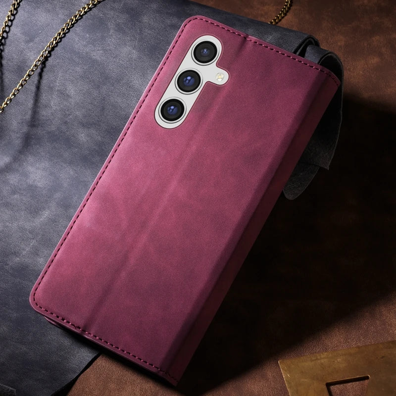 Wallet Skin Friendly Flip Leder Hülle für Samsung Galaxy S26 Ultra S25 Edge S24 Plus S23 FE A15 A16 A17 A26 A35 A36 A54 A55 A56