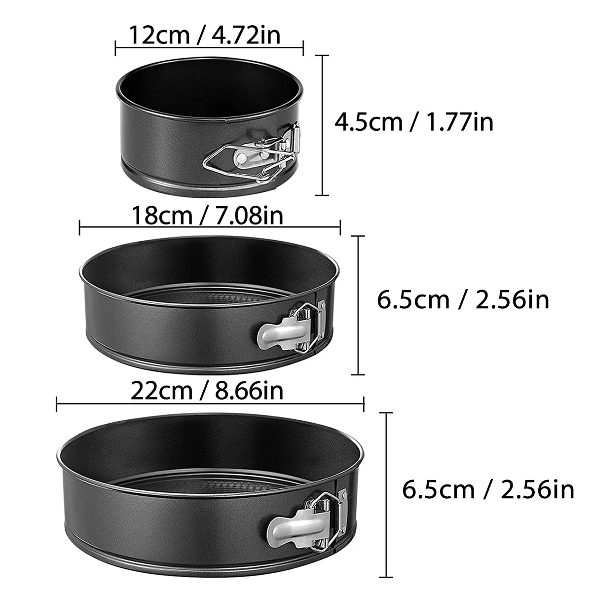 1 Stück, 3 Stück Kuchenform-Set, runde Antihaft-Backformen Springform für Kuchen, Käsekuchen, abnehmbarer Boden, auslaufsichere Backformen-Sets