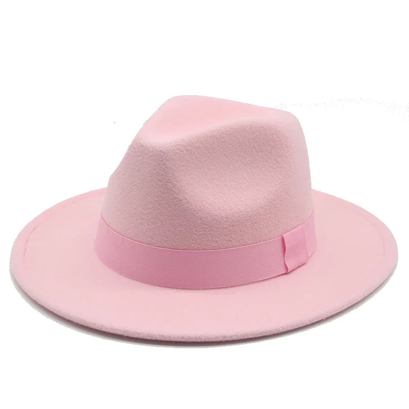 Chapeau Fedora Femme Chapeaux d'hiver pour femmes Bande de ruban Chapeau homme Large bord Classique Beige Mariage Eglise Chapeau melon Nouvelle casquette chapeau femme